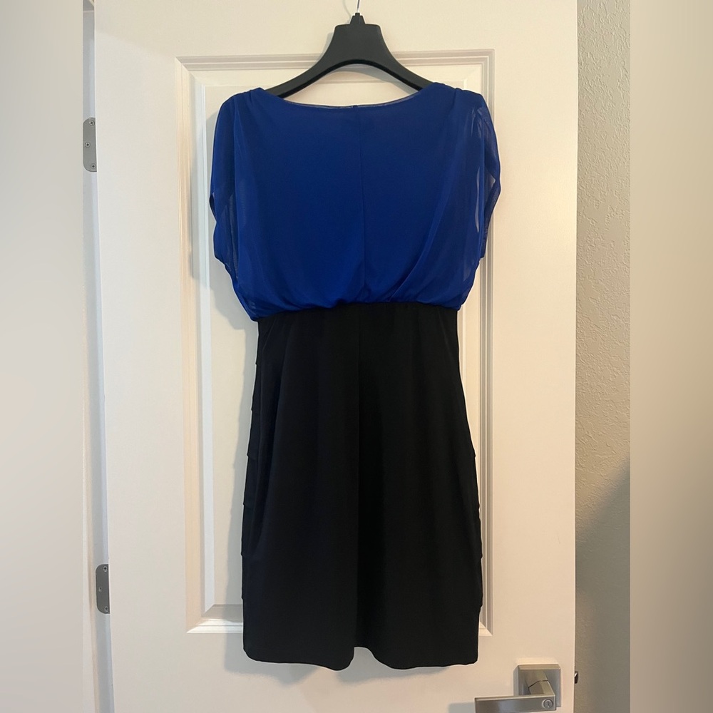 EnFocus Studio size 4 blue and black dress.  Sheer dark blue on the top. - Picture 4 of 6